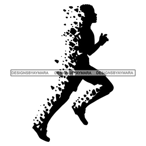 Running Boy Man Black Tattoo Abstract Isolated Silhoutte Vector Art SVG JPG PNG Clipart Cricut Silhouette Cut Cutting