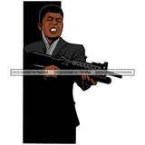 Angry Gangster Black Man Holding Riffle Gun Shooting Magic Melanin Nubian African American Boy Vector Art SVG JPG PNG Clipart Cricut Silhouette Cut Cutting