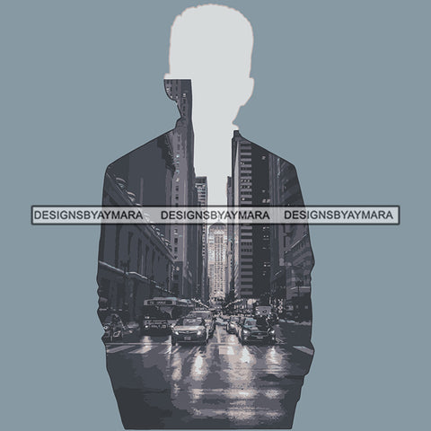 City Street View Cars Bus Boy Vector Man Art SVG JPG PNG Clipart Cricut Silhouette Cut Cutting