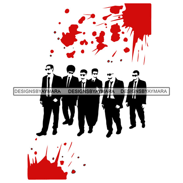 Walking Men Group Boys Wearing 3 Piece Suit Pent Coat Beard Red Blood Splash Droplets Drops Boy Man Silhouette Vector Man Art SVG JPG PNG Clipart Cricut Silhouette Cut Cutting