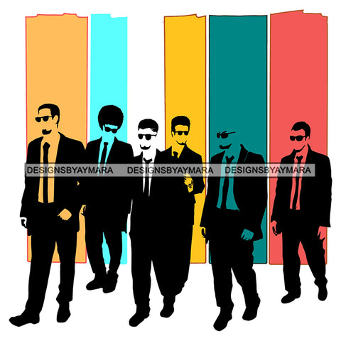 Walking Men Group Boys Wearing 3 Piece Suit Pent Coat Beard Boy Man Silhouette Vector Man Colorful Background Art SVG JPG PNG Clipart Cricut Silhouette Cut Cutting