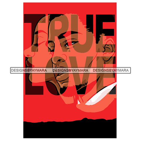 True Love Black Couple Curly Hairs Makeup Girl Beard Boy Couple Relationship Goals Soulmates True Love Woman Man Magic Melanin Nubian African American Lady Red Background SVG JPG PNG Vector Clipart Cricut Silhouette Cut Cutting