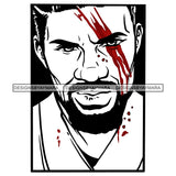 Beard Mustache Man Black And White Boy Red Blood Bloodshed Drops Droplets Injured Image Photo Tattoo SVG JPG PNG Vector Clipart Cricut Silhouette Cut Cutting