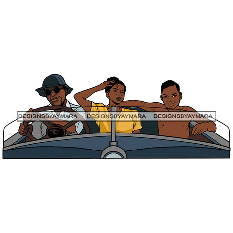 Black Family Cowboy Hat Cap Man Woman Kid Child Nude Naked Boy Driving Car Magic Melanin Nubian African American Lady SVG JPG PNG Vector Clipart Cricut Silhouette Cut Cutting