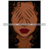 Woman Blindfolded Hands On Eyes Blind Girl Curly Hairs Tattoo Magic Melanin Nubian African American Lady SVG JPG PNG Vector Clipart Cricut Silhouette Cut Cutting