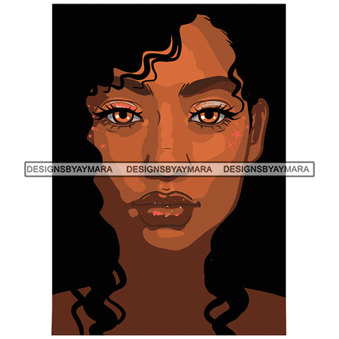 Black African Hot Beautiful Hazel Eyes Woman Curly Hairs Girl Tattoo Magic Melanin Nubian American Lady SVG JPG PNG Vector Clipart Cricut Silhouette Cut Cutting