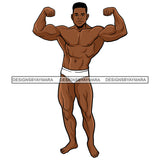 Bodybuilder Man Wearing White Underwear Showing Nude Naked 6 Packs Abs Body Nubian African American Boy SVG JPG PNG Vector Clipart Cricut Silhouette Cut Cutting