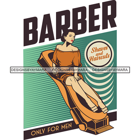 White Hot Girl Wearing Off Shoulder Shoulderless Yellow Dress Shitting Shaving Machine Barber Shop Shaves And Haircuts SVG JPG PNG Vector Clipart Cricut Silhouette Cut Cutting