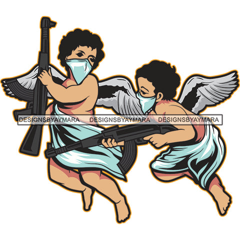 Gangster Baby Angels Wings Fantasy Children Kids Holding Gun Pistol Riffle Wearing Fairy Sky Blue Dress Robber Criminal Thief Street Hustler Hustling Badass Boys Gun Riffle Child Child Boy SVG JPG PNG Vector Clipart Cricut Silhouette Cut Cutting