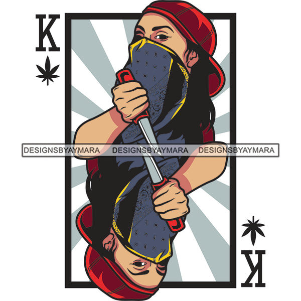 Gangster White Woman Holding Knife Wearing Face Mask Red Hat Cap Robber Criminal Girl American Hustler Lady Hustle Mirror Image K SVG JPG PNG Vector Clipart Cricut Silhouette Cut Cutting