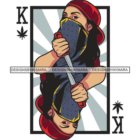 Gangster White Woman Holding Knife Wearing Face Mask Red Hat Cap Robber Criminal Girl American Hustler Lady Hustle Mirror Image K SVG JPG PNG Vector Clipart Cricut Silhouette Cut Cutting