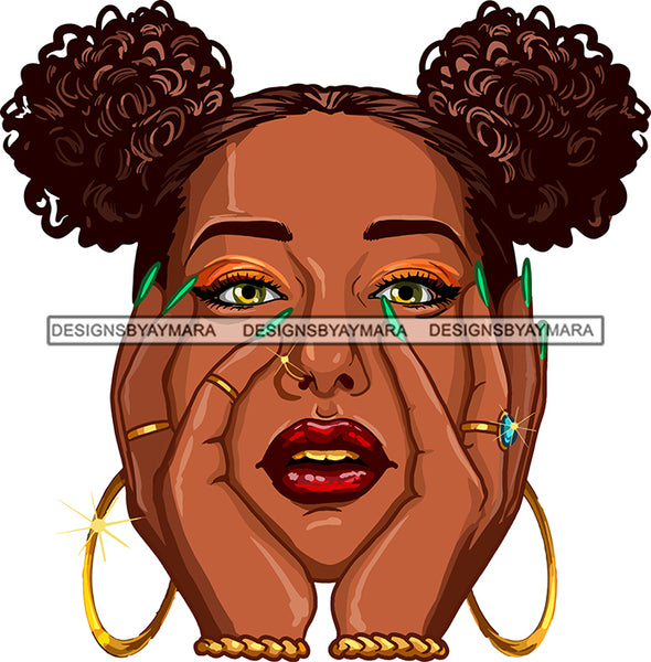 Afro Goddess Afro Puff Bamboo Earrings Classy Hipster Boss Lady Black Woman Nubian Queen Melanin SVG Cutting Files For Silhouette Cricut and More