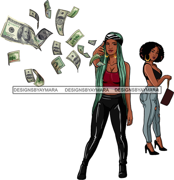 Afro Urban Street Girl Money Maker Hustle Goddess Hipster Boss Lady Black Woman Nubian Queen Melanin SVG Cutting Files For Silhouette Cricut and More