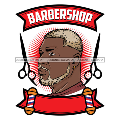 Afro Bearded Black Man Barbershop Logo Scissors Older Attractive Manly Mustache SVG JPG PNG Vector Clipart Cricut Silhouette Cutting