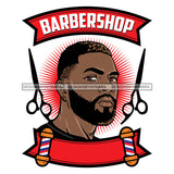Afro Bearded Young Black Man Side View Barbershop Logo Scissors Attractive Manly Mustache SVG JPG PNG Vector Clipart Cricut Silhouette Cutting