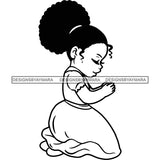 Girl Child Praying In Black And White SVG JPG PNG Vector Clipart Cricut Silhouette Cut Cutting