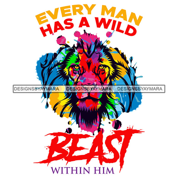 Lion Animal Beast Mood Motivational Quote Progress Confidence White Background SVG JPG PNG Vector Clipart Cricut Silhouette Cut Cutting