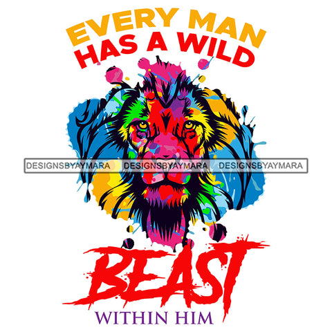 Lion Animal Beast Mood Motivational Quote Progress Confidence White Background SVG JPG PNG Vector Clipart Cricut Silhouette Cut Cutting