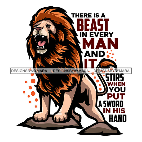 Lion Animal Beast Mood Motivational Quote Successful Improvement White Background SVG JPG PNG Vector Clipart Cricut Silhouette Cut Cutting