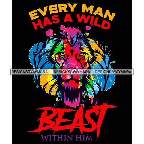 Lion Animal Beast Mood Motivational Quote Progress Confidence Black Background SVG JPG PNG Vector Clipart Cricut Silhouette Cut Cutting