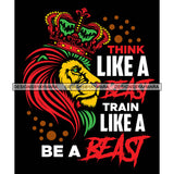 Rasta Lion Animal Beast Mood Motivational Quote Strong Powerful Black Background SVG JPG PNG Vector Clipart Cricut Silhouette Cut Cutting