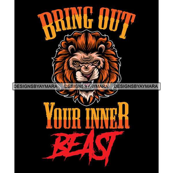 Lion Animal Beast Mood Motivational Quote Winner Attitude Black Background SVG JPG PNG Vector Clipart Cricut Silhouette Cut Cutting