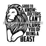 Lion Animal Beast Mood Motivational Quote Taking Risks Illustration B/W SVG JPG PNG Vector Clipart Cricut Silhouette Cut Cutting