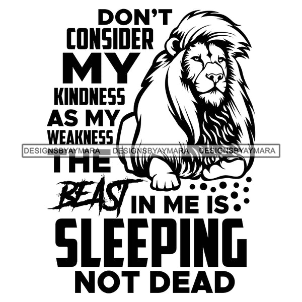 Lion Animal Beast Mood Motivational Quote Reaching Goals Power Illustration B/W SVG JPG PNG Vector Clipart Cricut Silhouette Cut Cutting