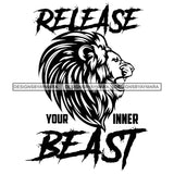 Lion Animal Beast Mood Motivational Quote Successful Support Illustration B/W SVG JPG PNG Vector Clipart Cricut Silhouette Cut Cutting