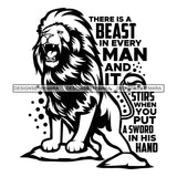 Lion Animal Beast Mood Motivational Quote Successful Improvement Illustration B/W SVG JPG PNG Vector Clipart Cricut Silhouette Cut Cutting