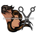 Man And Woman With Scissors Clippers Cut Hair Salon SVG JPG PNG Vector Clipart Cricut Silhouette Cut Cutting