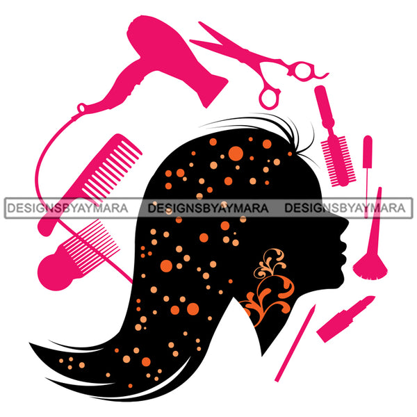 Beauty Salon Logo Hair Fashion Professional Beautiful Care Girl Hairdresser Cutting Files For Silhouette Cricut and More!