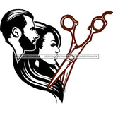 Man Woman Black Brown Scissors Business Stylish Cut Hair Salon SVG JPG PNG Vector Clipart Cricut Silhouette Cut Cutting
