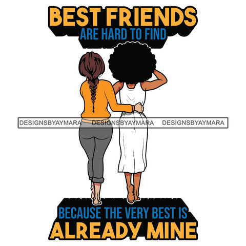 Friendship Besties Best Friends Girls Standing Together Hugging Hug Pony Tail Brown Hairs Curly Black Hair Girl Woman Best Friend Lesbian Lesbians Love SVG JPG PNG Vector Clipart Cricut Silhouette Cut Cutting