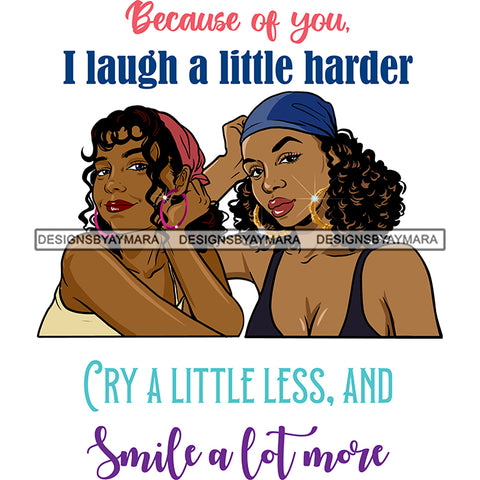 Beautiful Afro Women Best Friends Love Quote Great Moments Together Illustration SVG JPG PNG Vector Clipart Cricut Silhouette Cut Cutting