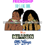 Beautiful Afro Women Best Friends Love Quote Besties True Friendship Illustration SVG JPG PNG Vector Clipart Cricut Silhouette Cut Cutting