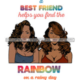 Beautiful Afro Women Best Friends Love Quote Besties Close Friends Illustration SVG JPG PNG Vector Clipart Cricut Silhouette Cut Cutting