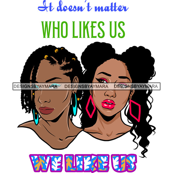 Beautiful Afro Women Best Friends Love Quote Girlfriends Close Friends Illustration SVG JPG PNG Vector Clipart Cricut Silhouette Cut Cutting