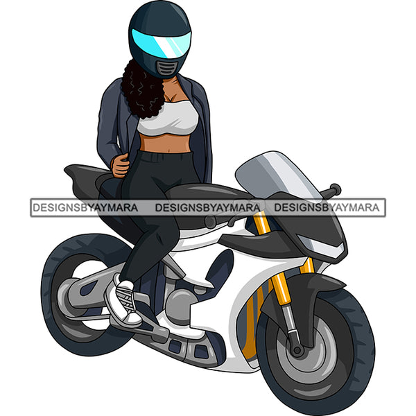 Biker Girl Chick Motorcycle Woman Riding Sport Bike Gear Helmet Protection Speed Angel Two Wheels SVG JPG PNG Vector Clipart Cricut Silhouette Cut Cutting