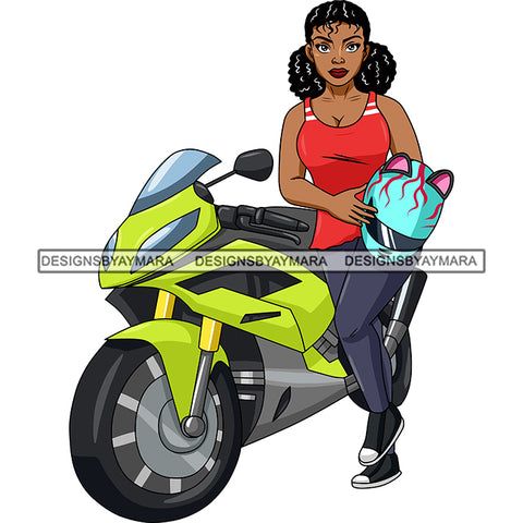 Biker Girl Chick Motorcycle Woman Riding Sport Bike Gear Helmet Protection Speed Angel Two Wheels SVG JPG PNG Vector Clipart Cricut Silhouette Cut Cutting