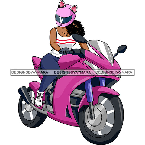 Biker Girl Chick Motorcycle Woman Riding Sport Bike Gear Helmet Protection Speed Angel Two Wheels SVG JPG PNG Vector Clipart Cricut Silhouette Cut Cutting