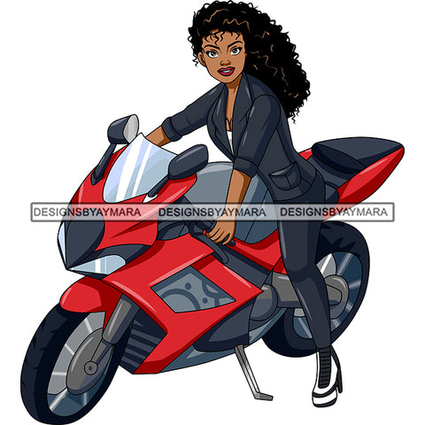 Biker Girl Chick Motorcycle Woman Riding Sport Bike Gear Helmet Protection Speed Angel Two Wheels SVG JPG PNG Vector Clipart Cricut Silhouette Cut Cutting