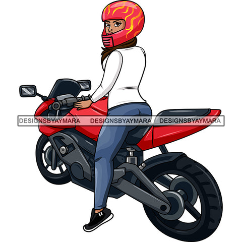 Biker Girl Chick Motorcycle Woman Riding Sport Bike Gear Helmet Protection Speed Angel Two Wheels SVG JPG PNG Vector Clipart Cricut Silhouette Cut Cutting