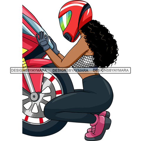 Biker Girl Chick Motorcycle Woman Riding Sport Bike Gear Helmet Protection Speed Angel Two Wheels SVG JPG PNG Vector Clipart Cricut Silhouette Cut Cutting