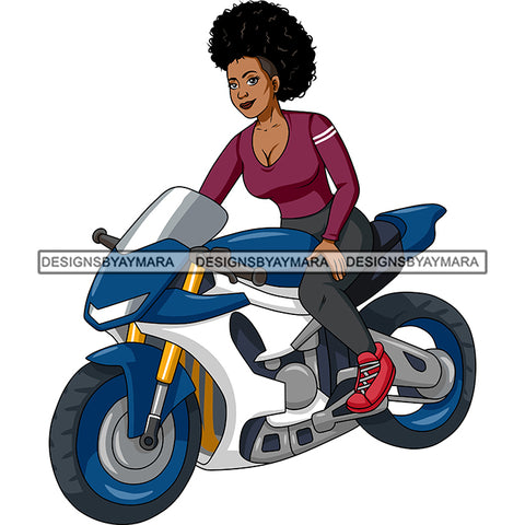 Biker Girl Chick Motorcycle Woman Riding Sport Bike Gear Helmet Protection Speed Angel Two Wheels SVG JPG PNG Vector Clipart Cricut Silhouette Cut Cutting