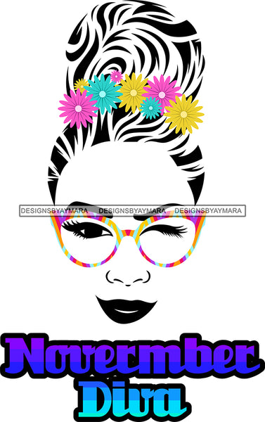 Bundle 12 Birthday Diva Wearing Glasses Headband Hair Bow Hipster Girls SVG JPG PNG Layered Cutting Files For Silhouette Cricut and More