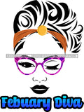 February Diva Woman Birthday SVG JPG PNG Vector Clipart Cricut Silhouette Cut Cutting