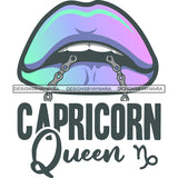 Sexy Woman Lips Chain Capricorn Queen Birthday Horoscope Zodiac Symbol SVG JPG PNG Vector Clipart Cricut Silhouette Cut Cutting
