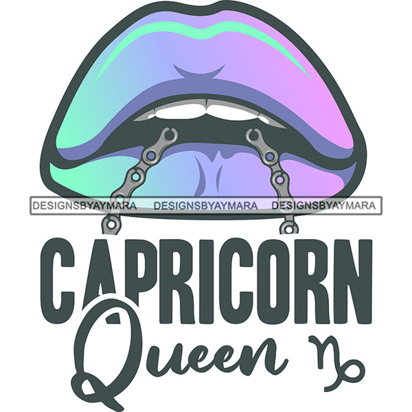 Sexy Woman Lips Chain Capricorn Queen Birthday Horoscope Zodiac Symbol SVG JPG PNG Vector Clipart Cricut Silhouette Cut Cutting