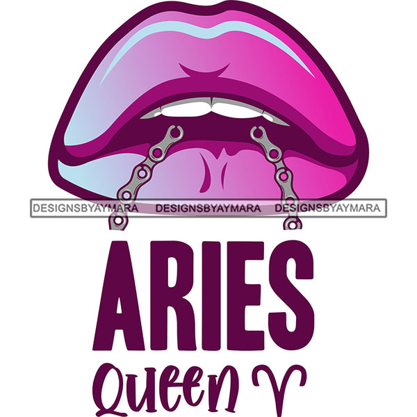 Sexy Woman Lips Chain Aries Queen Birthday Horoscope Zodiac Symbol SVG JPG PNG Vector Clipart Cricut Silhouette Cut Cutting